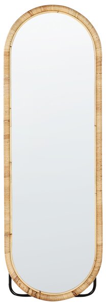 Stojace zrkadlo prírodné ratan sklo 150 x 50 cm oválny tvar moderný boho štýl obývačka spálňa