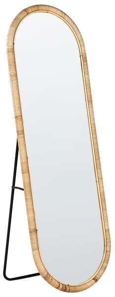 Stojace zrkadlo prírodné ratan sklo 150 x 50 cm oválny tvar moderný boho štýl obývačka spálňa