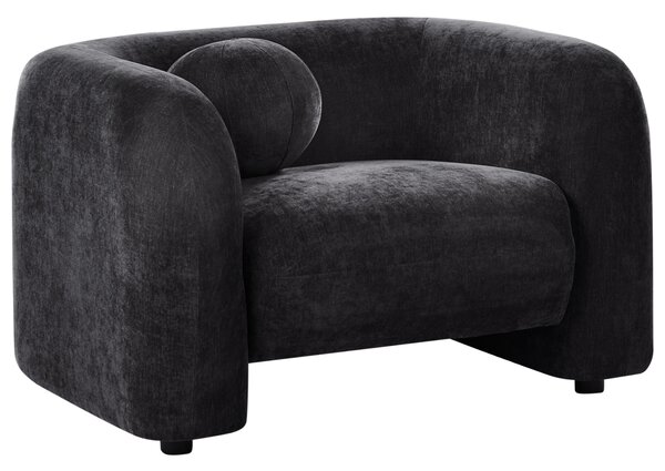 Kreslo čierne ženilkové čalúnenie okrúhly vankúš retro glamour art deco štýl obývačka spálňa