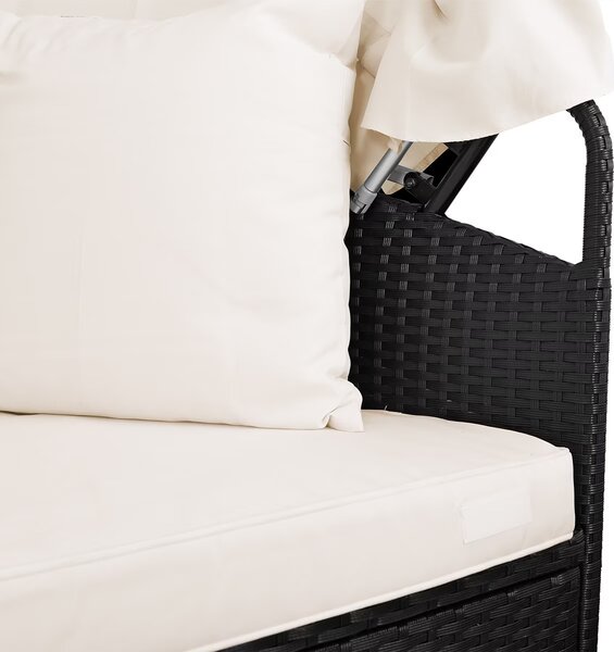 Ratanová záhradná posteľ LAZY BIG Ø226 cm - čierna