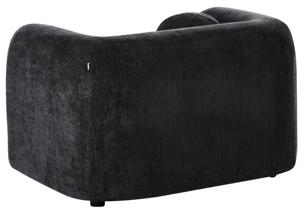 Kreslo čierne ženilkové čalúnenie okrúhly vankúš retro glamour art deco štýl obývačka spálňa