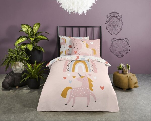 Detské bavlnené obliečky Good Morning Unicorn, 140 x 220 cm