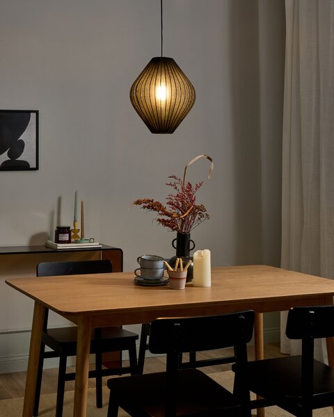 Závesná lampa čierne látkové tienidlo moderný dizajn osvetlenie do obývacej izby