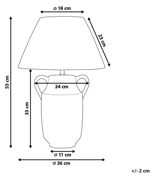 Stolná lampa zelená a biela keramika 53 cm prírodná papierové kužeľové tienidlo nočný stolík obývačka spálňa osvetlenie