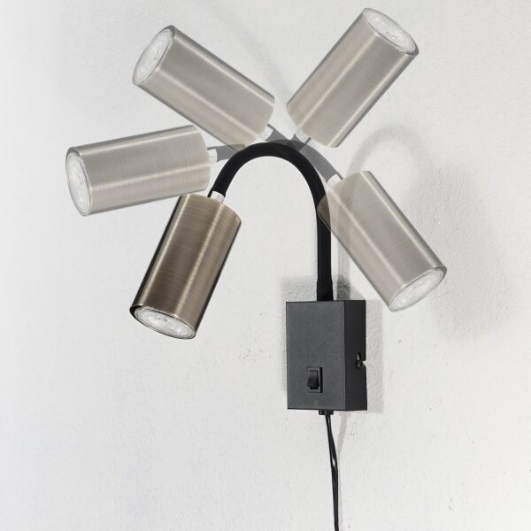 Globo 57911WM - Flexibilná nástenná lampa ROBBY 1xGU10/25W/230V čierna/mosadz