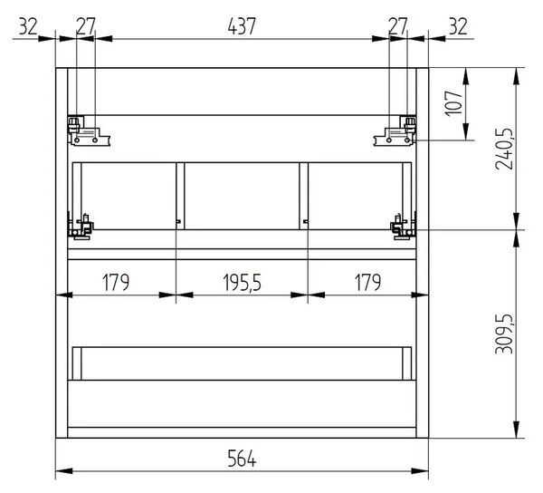 Mereo Mereo, Leny, kúpeľňová skrinka s keramickým umývadlom 60 cm, biela, nové madlo, MER-CN811N