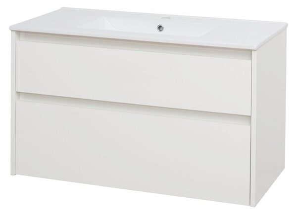 Mereo Mereo, Opto, kúpeľňová skrinka s keramickým umývadlom 101 cm, biela, dub, biela/dub, čierna, MER-CN912