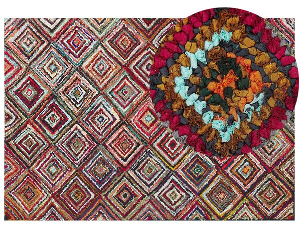 Koberec viacfarebný bavlna polyester 160 x 230 cm ručná výroba boho dizajn obývacia izba