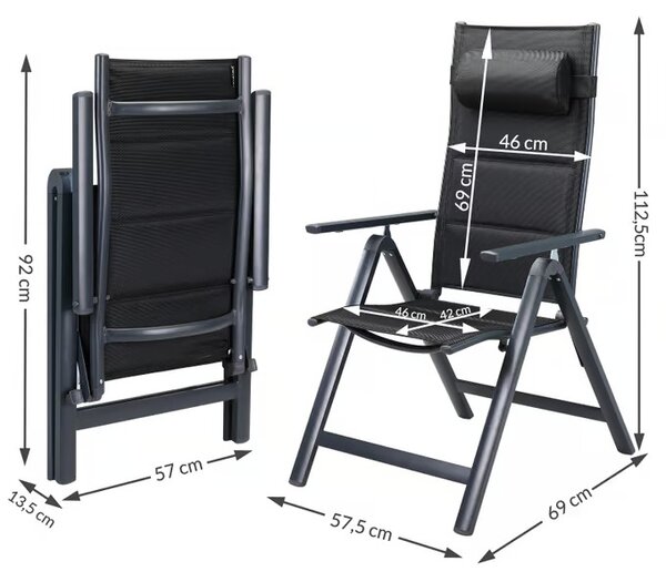 Sada 2 hliníkových kresiel Premium - antracit