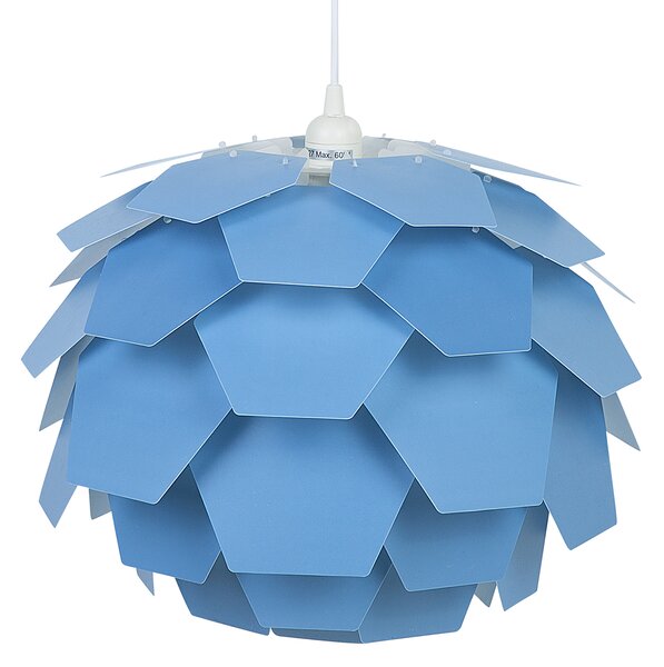 Závesná lampa modrá syntetický materiál okrúhle tienidlo tvar borovicovej šišky na strop moderný škandinávsky štýl obývačka detská izba