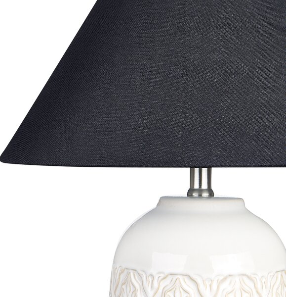 Stolná lampa béžová keramický podstavec látkové tienidlo svietidlo na nočný stolík