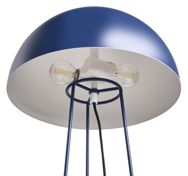 Stolná lampa modrá kovová železný podstavec a tienidlo 2 žiarovky moderný štýl obývacia izba