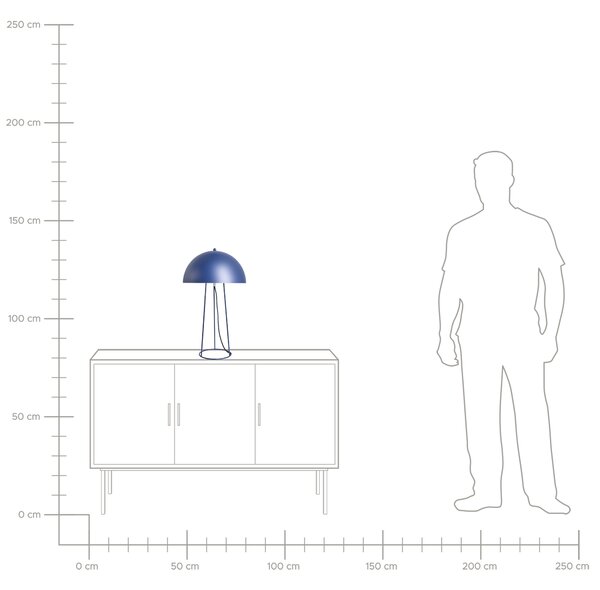 Stolná lampa modrá kovová železný podstavec a tienidlo 2 žiarovky moderný štýl obývacia izba
