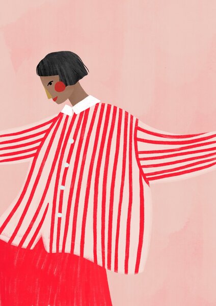 Ilustrácia The Woman With the Red Stripes, Bea Muller, (30 x 40 cm)