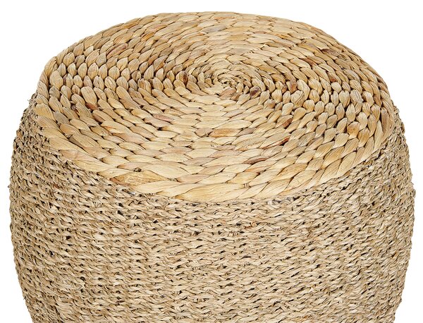 Taburetka svetlá prírodná z morskej trávy ⌀ 40 cm okrúhla vodný hyacint polystyrénová výplň boho štýl