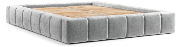 Svetlosivá čalúnená dvojlôžková posteľ s úložným priestorom s roštom 160x200 cm Aruba L – Maison de Rêve