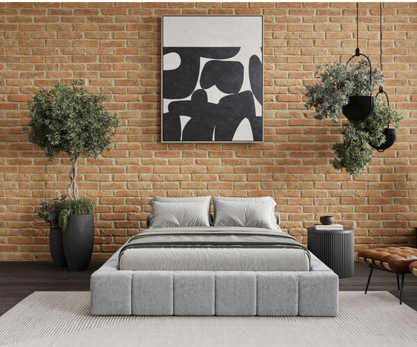 Svetlosivá čalúnená dvojlôžková posteľ s úložným priestorom s roštom 160x200 cm Aruba L – Maison de Rêve