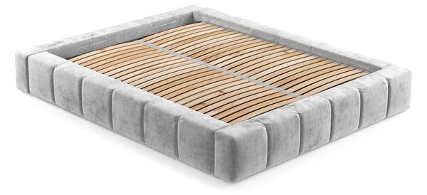 Svetlosivá čalúnená dvojlôžková posteľ s úložným priestorom s roštom 160x200 cm Aruba L – Maison de Rêve
