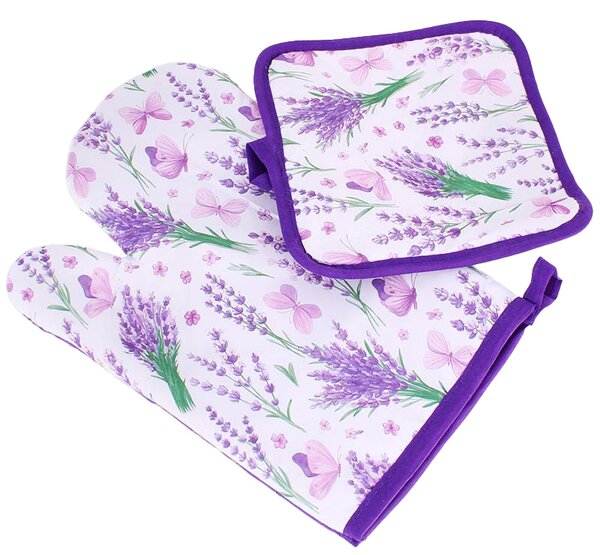 Chňapka do kuchyne s podložkou Lavender (kuchynská rukavica s podložkou v provensálskom štýle)