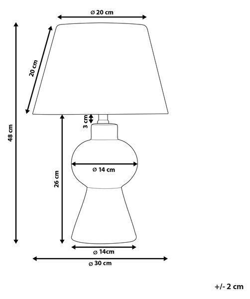 Stolná lampa oranžová keramický podstavec ľanové tienidlo v tvare bubna minimalistický dizajn