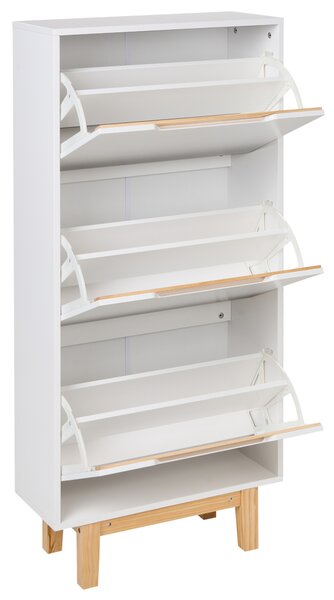 Skrinka na topánky biela MDF doska 3 priehradky moderný štýl predsieň chodba