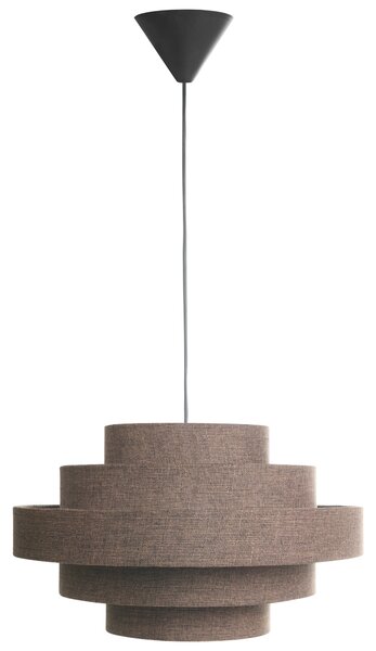 Závesná lampa hnedá ľan látkové tienidlo osvetlenie moderný štýl obývacia izba jedáleň