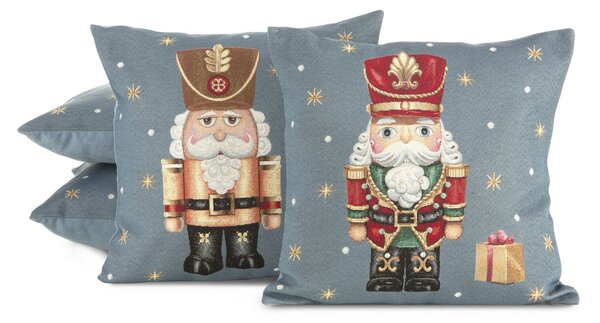 VIANOČNÁ GOBELÍNOVÁ DEKORAČNÁ OBLIEČKA NA VANKÚŠ NUTCRACKER 45X45 CM VZOROVANÁ