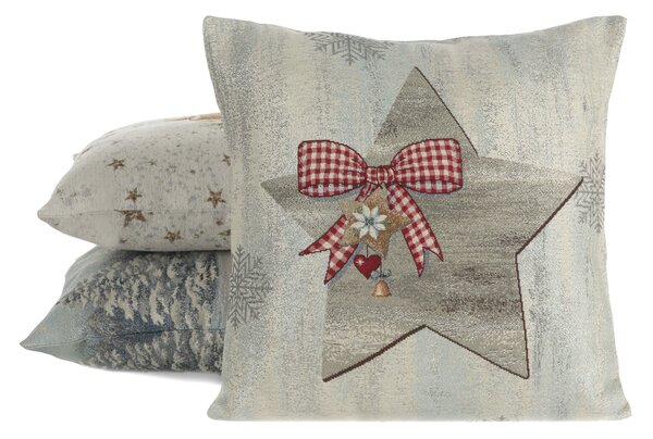 VIANOČNÁ GOBELÍNOVÁ DEKORAČNÁ OBLIEČKA NA VANKÚŠ BOW 45X45 CM VZOROVANÁ