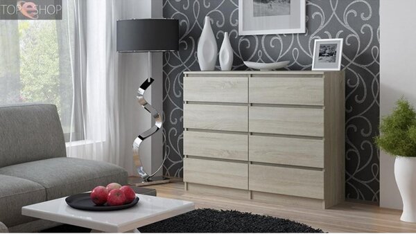 Komoda 8 šuplíků Malva 120 cm, dub sonoma