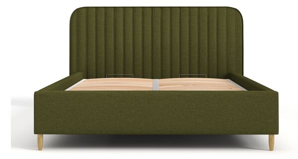 Zelená čalúnená dvojlôžková posteľ s úložným priestorom s roštom 180x200 cm Noto – Maison de Rêve