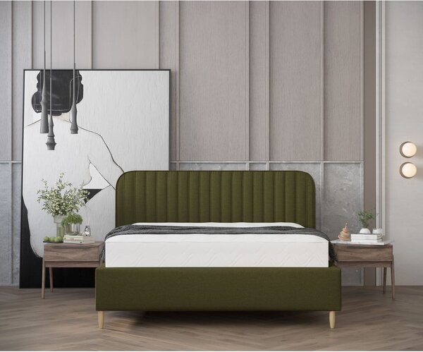 Zelená čalúnená dvojlôžková posteľ s úložným priestorom s roštom 180x200 cm Noto – Maison de Rêve