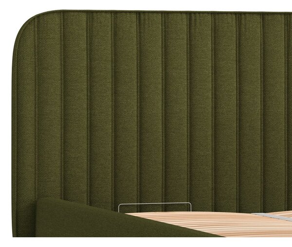 Zelená čalúnená dvojlôžková posteľ s úložným priestorom s roštom 180x200 cm Noto – Maison de Rêve