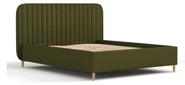 Zelená čalúnená dvojlôžková posteľ s úložným priestorom s roštom 180x200 cm Noto – Maison de Rêve