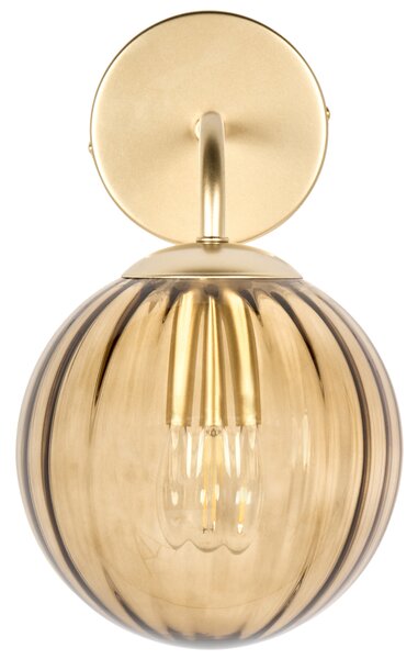 Nástenná lampa tmavohnedá a zlatá sklenená kovová guľaté tienidlo osvetlenie do spálne obývačky retro art deco