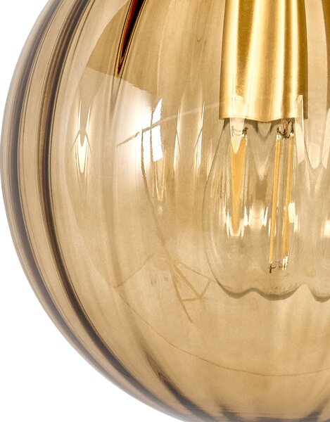 Nástenná lampa tmavohnedá a zlatá sklenená kovová guľaté tienidlo osvetlenie do spálne obývačky retro art deco