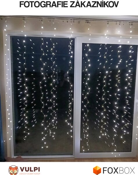 FoxBox Vianočné LED svetielka 500 LED, 3x3 m – mikro drôtik, teplá biela, diaľkové ovládanie, časovač, stmievanie, IP44