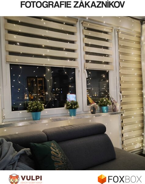 FoxBox Vianočné LED svetielka 500 LED, 3x3 m – mikro drôtik, teplá biela, diaľkové ovládanie, časovač, stmievanie, IP44