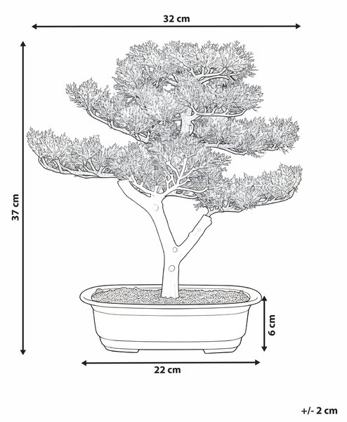 Umelá rastlina v kvetináči bonsaj zelená a čierna syntetický materiál 37 cm dekorácie doplnky interiér