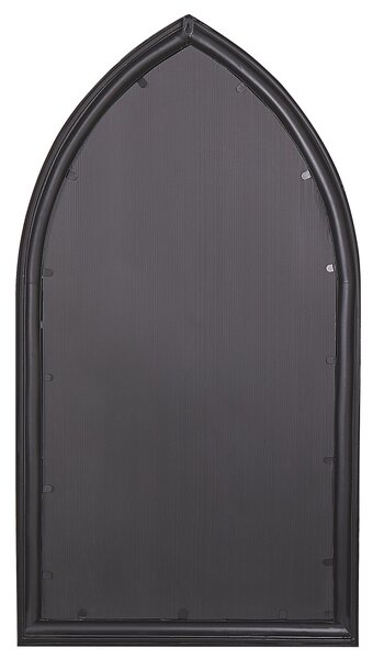 Nástenné zrkadlo čierne 62 x 113 cm v tvare okna kovový rám elegantné romantické