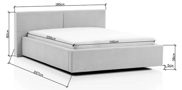 Svetlosivá čalúnená dvojlôžková posteľ bez roštu 140x200 cm Cube – Meise Möbel