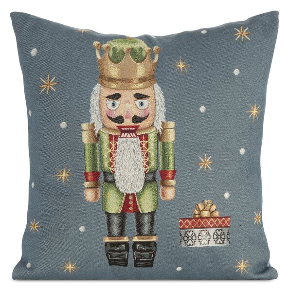 VIANOČNÁ GOBELÍNOVÁ DEKORAČNÁ OBLIEČKA NA VANKÚŠ NUTCRACKER 45X45 CM VZOROVANÁ