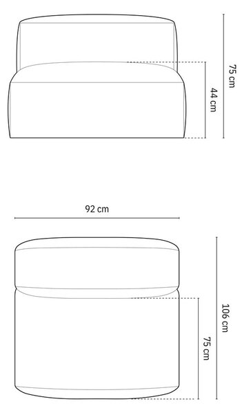 Svetlohnedý zamatový modul pohovky (stredový diel) Martina – Micadoni