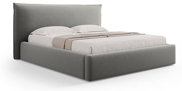 Sivá čalúnená dvojlôžková posteľ s úložným priestorom a roštom 180x200 cm Elio – Milo Casa