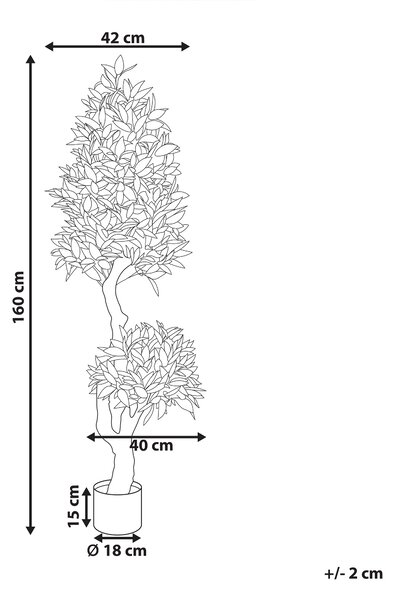 Umelá rastlina v kvetináči vavrín zelená a čierna 160 cm dekorácie interiér doplnky