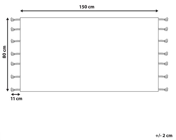 Koberec čierny bavlnený 80 x 150 cm geometrický vzor strapce obdĺžnikový ručne všívaný