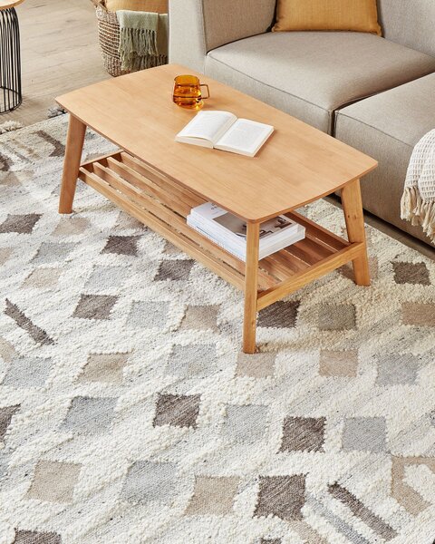 Kelímový koberec viacfarebný vlna a bavlna 160 x 230 cm ručne tkaný boho patchwork vzor so strapcami