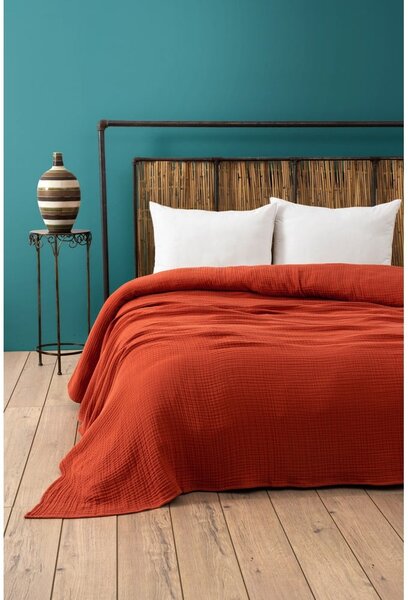 Mušelínový pléd v tehlovej farbe 220x250 cm Muslin – Mijolnir