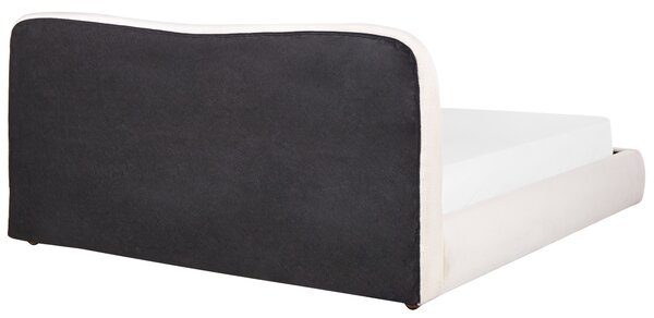 Posteľ s úložným priestorom biela buklé čalúnenie 180 x 200 cm minimalistický moderný dizajn spálňa