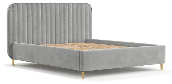 Sivá čalúnená dvojlôžková posteľ s úložným priestorom s roštom 160x200 cm Noto – Maison de Rêve