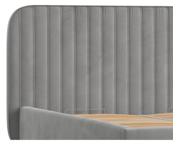 Sivá čalúnená dvojlôžková posteľ s úložným priestorom s roštom 160x200 cm Noto – Maison de Rêve